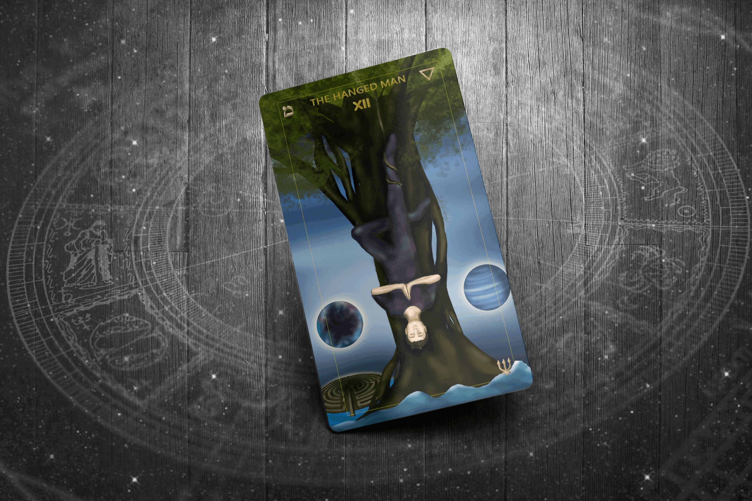 The Hanged Man tarot card, symbolizing surrender, sacrifice, and a new perspective.