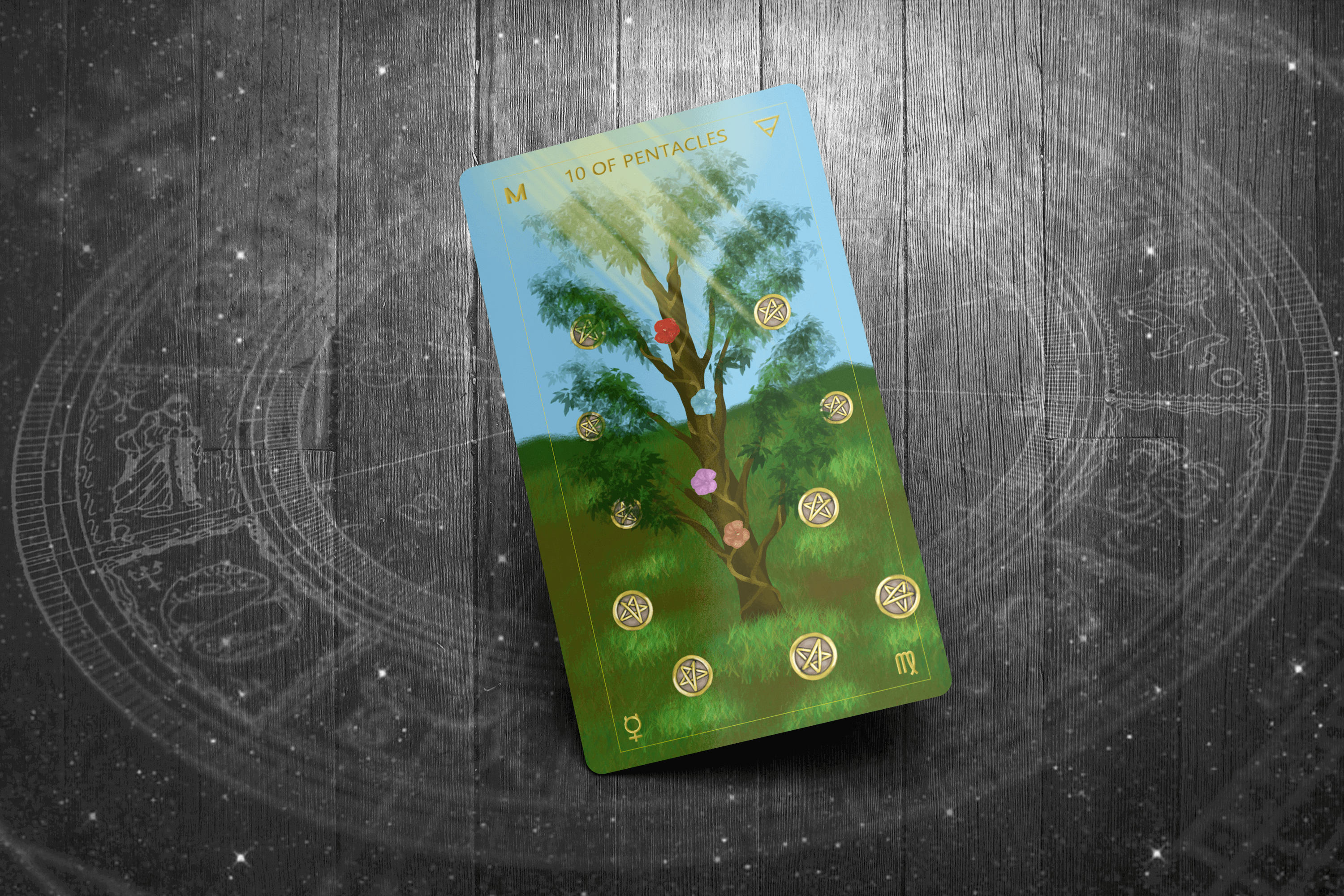 10 of Pentacles Tarot Card, Representing Wealth, Stability, and Legacy