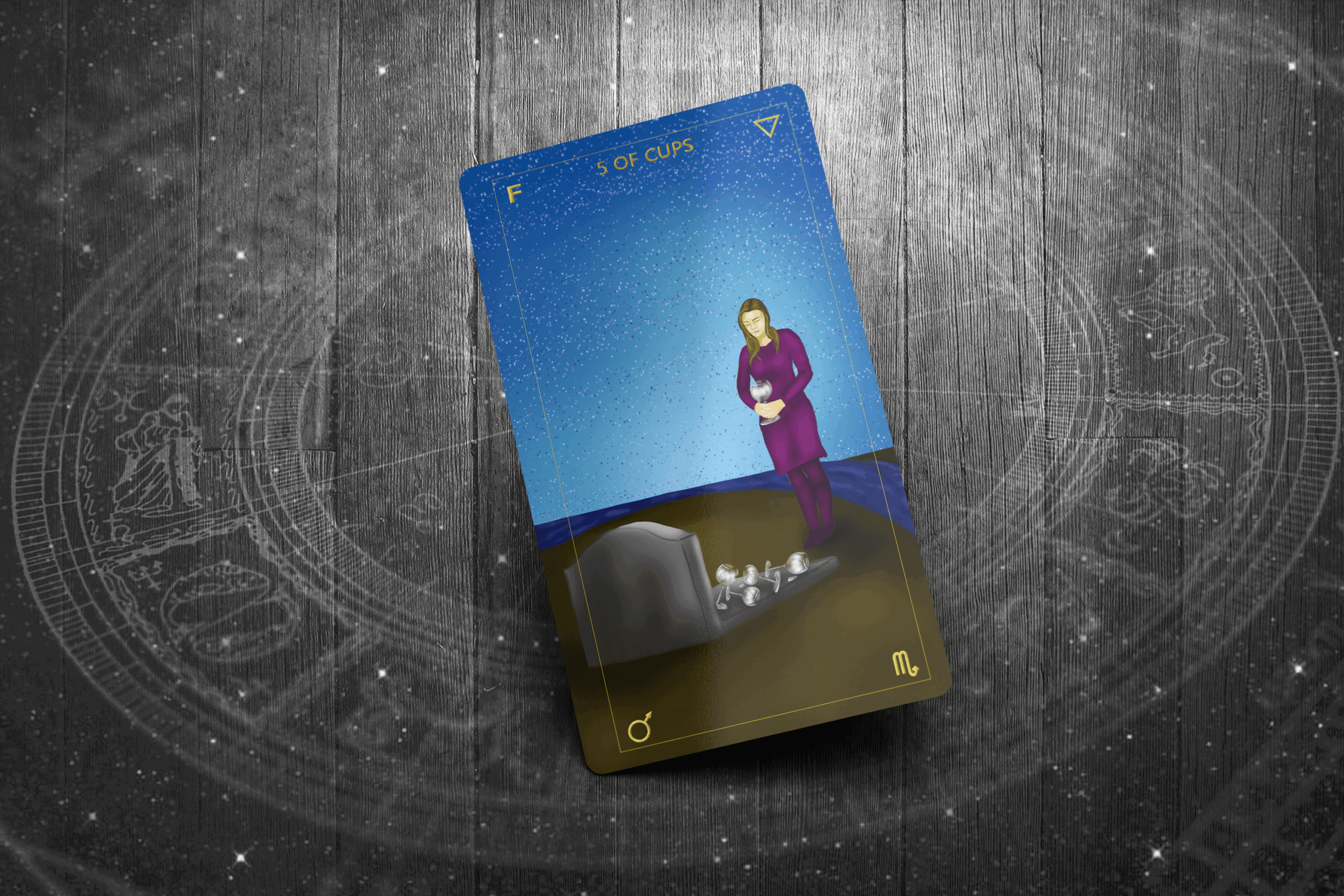 5 of Cups Tarot Card, Representing Loss, Regret, and Emotional Healing