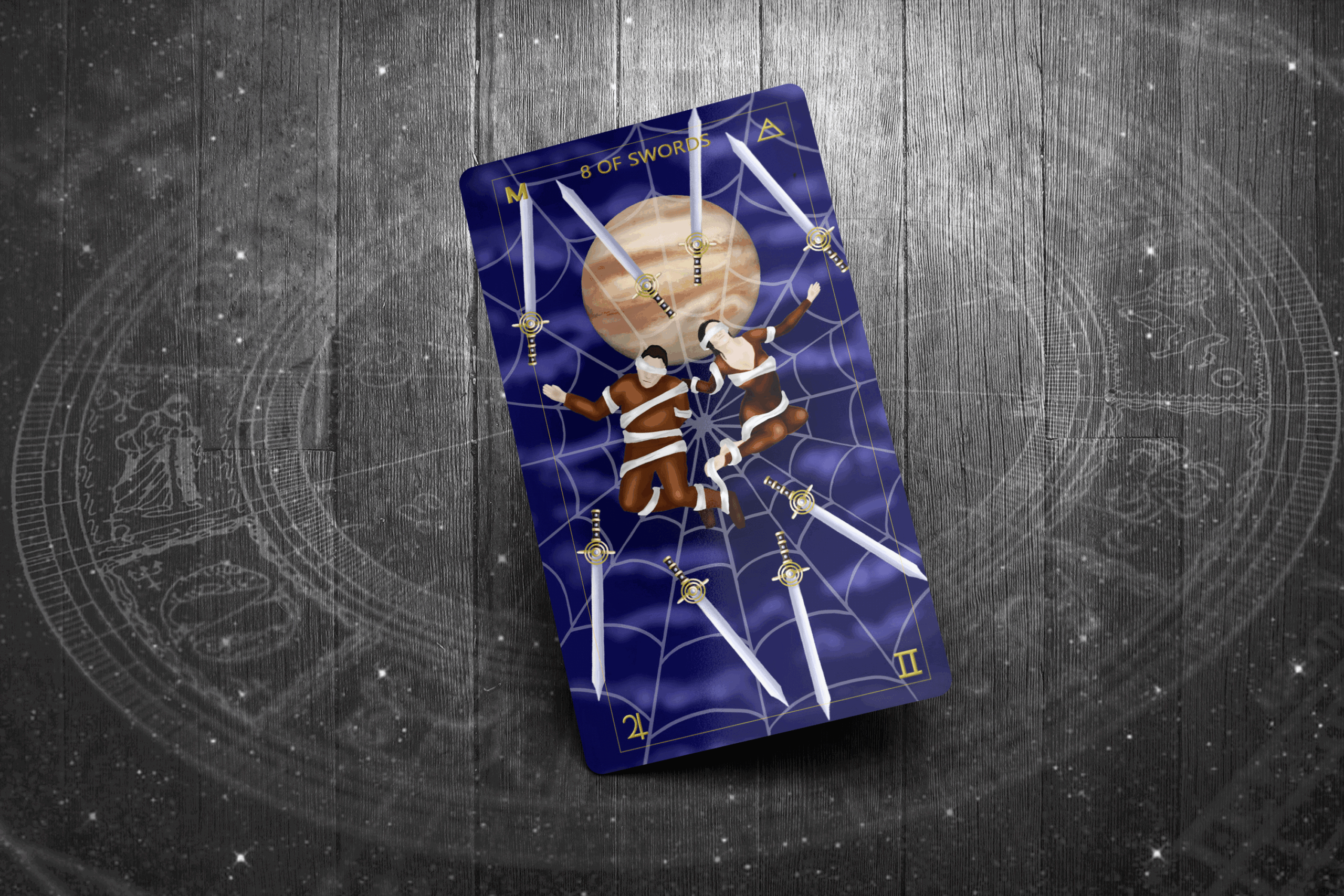 8 of Swords Tarot Card, Representing Mental Restrictions, Fear, and Feeling Trapped